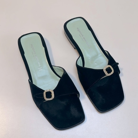 SIGERSON MORRISON DESIGNER VELVET RHINESTONE SHOES MADE IN ITALY SIZE 9.5 - Picture 2 of 12